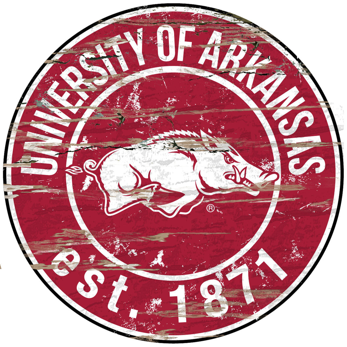 Fan Creations Arkansas Razorbacks 24" Round Wood Sign Fan Gear NCAA Arkansas Razorbacks
