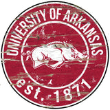 Fan Creations Arkansas Razorbacks 24" Round Wood Sign Fan Gear NCAA Arkansas Razorbacks