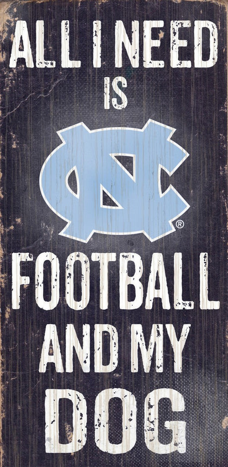 Fan Creations North Carolina Tar Heels Football and Dog Wood Sign 6"x12" Fan Gear NCAA North Carolina Tar Heels