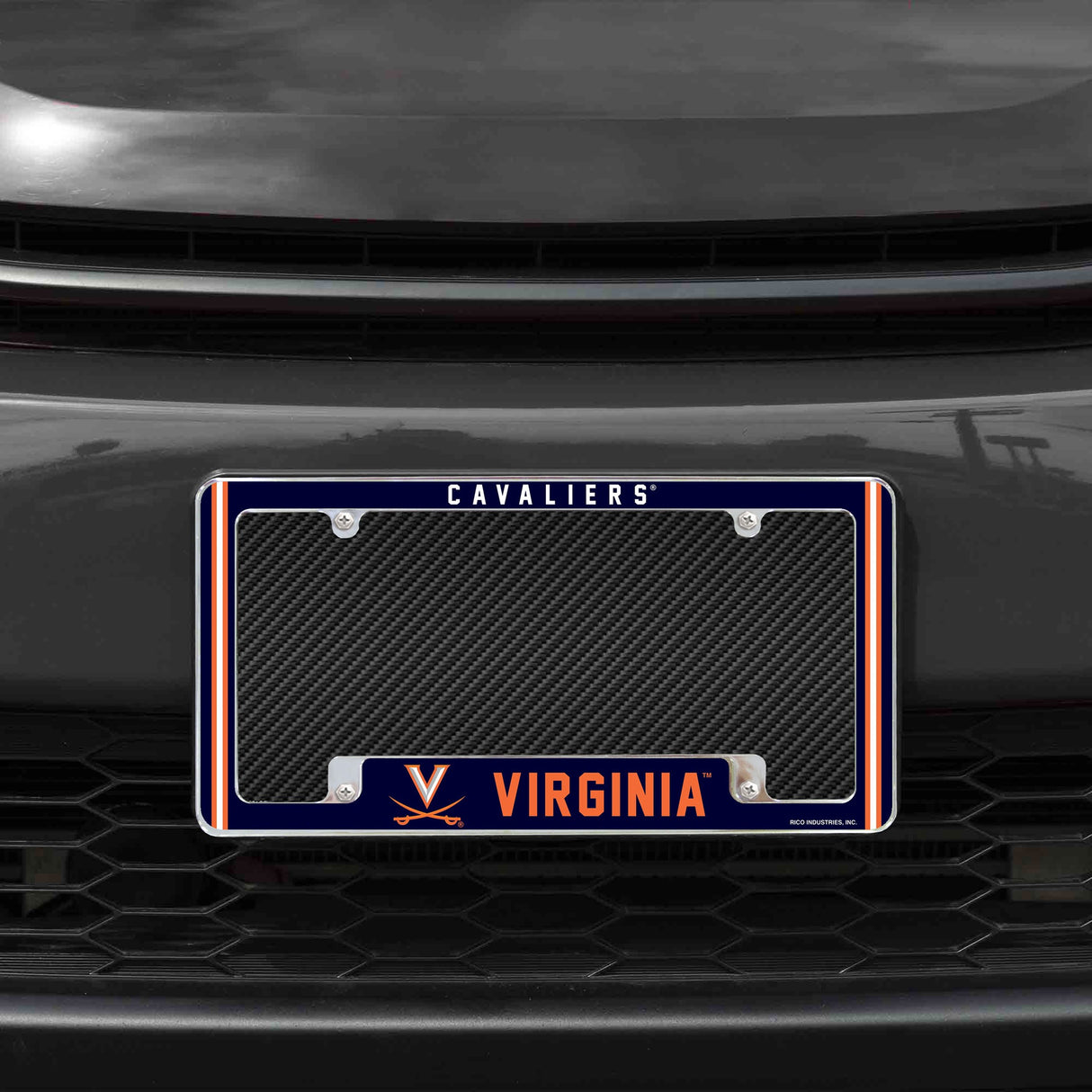 Rico Industries NCAA Virginia Cavaliers Classic 12" x 6" Chrome License Plate Frame-1