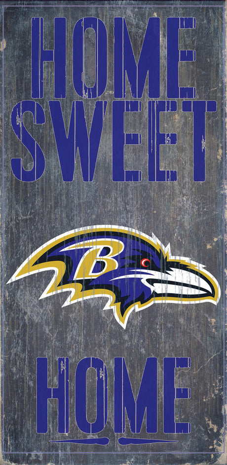Fan Creations Baltimore Ravens Home Sweet Home Wood Sign 6"x12" Fan Gear NFL Baltimore Ravens