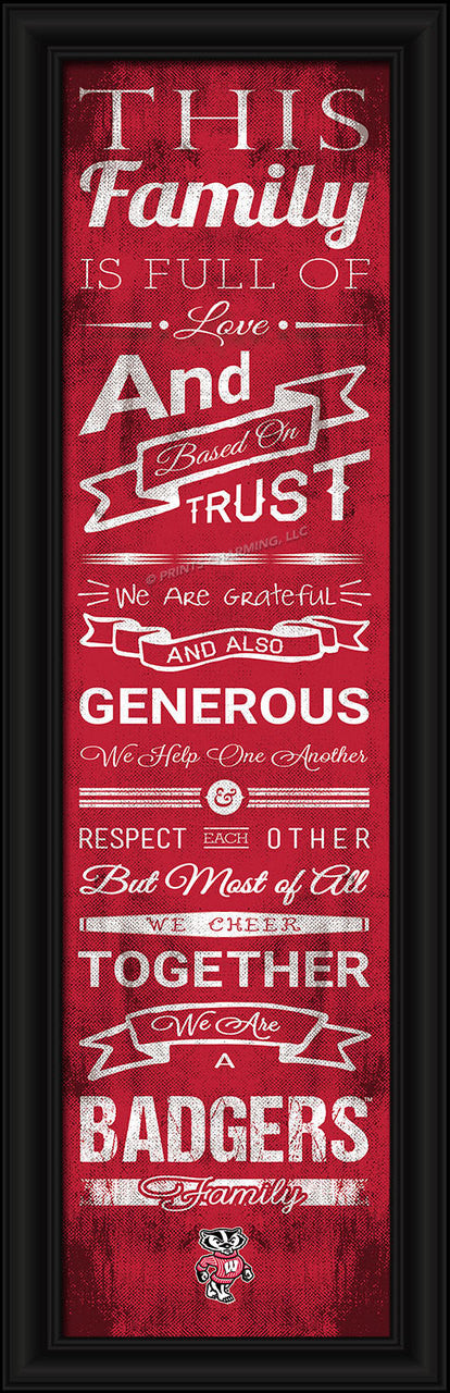 Prints Charming Wisconsin Badgers Family Cheer Print 8"x24" Fan Gear NCAA Wisconsin Badgers