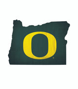 Fan Creations Oregon Ducks 12 Inch Team Color State Shape Design Wood Sign Fan Gear NCAA Oregon Ducks