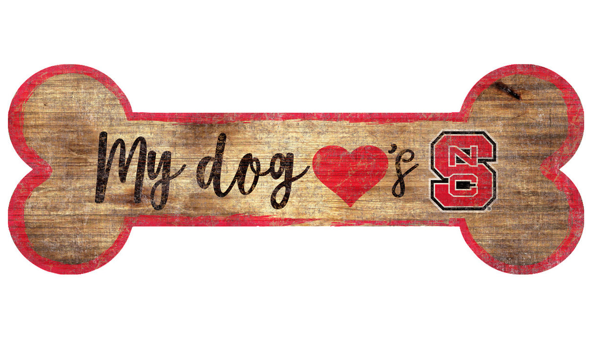 Fan Creations North Carolina State Wolfpack Dog Bone Shape Sign Wood 6x12 Fan Gear NCAA North Carolina State Wolfpack