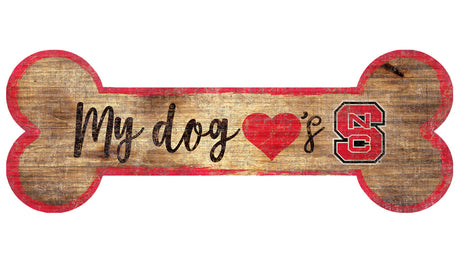 Fan Creations North Carolina State Wolfpack Dog Bone Shape Sign Wood 6x12 Fan Gear NCAA North Carolina State Wolfpack
