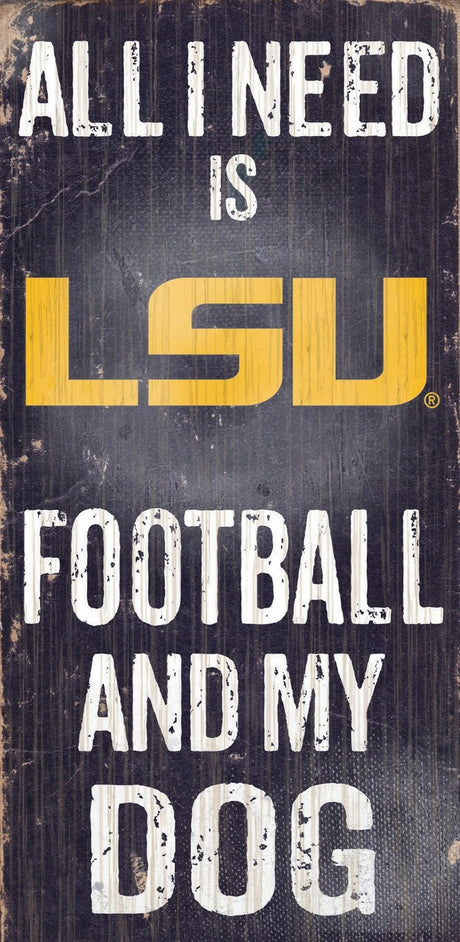 Fan Creations LSU Tigers Football and Dog Wood Sign 6"x12" Fan Gear NCAA LSU Tigers