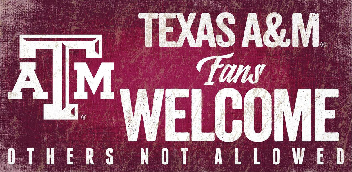 Fan Creations Texas A&M Aggies Fans Welcome Wood Sign 12x6 Fan Gear NCAA Texas A&M Aggies
