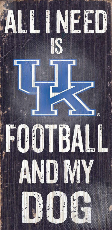 Fan Creations Kentucky Wildcats Football and Dog Wood Sign 6"x12" Fan Gear NCAA Kentucky Wildcats