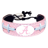 Gamewear Alabama Crimson Tide Pink Football A Logo Bracelet Fan Gear NCAA Alabama Crimson Tide