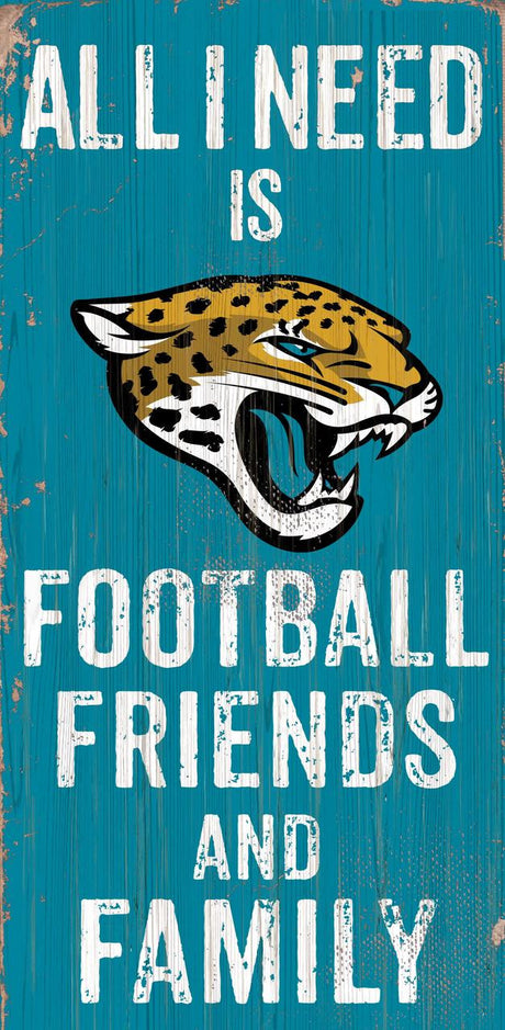 Fan Creations Jacksonville Jaguars Football Friends and Family Wood Sign 6x12 Fan Gear NFL Jacksonville Jaguars