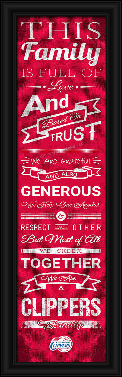 Prints Charming Los Angeles Clippers Family Cheer Print 8"x24" Fan Gear NBA Los Angeles Clippers