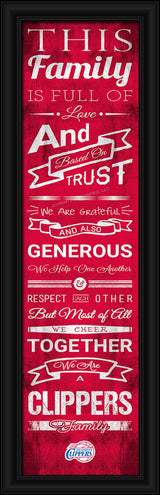 Prints Charming Los Angeles Clippers Family Cheer Print 8"x24" Fan Gear NBA Los Angeles Clippers