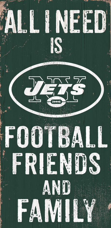 Fan Creations New York Jets Football Friends and Family Wood Sign 6x12 Fan Gear NFL New York Jets