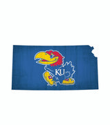 Fan Creations Kansas Jayhawks 12 Inch Team Color State Shape Wood Sign Fan Gear NCAA Kansas Jayhawks