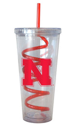 BOELTER Nebraska Cornhuskers 22oz Tumbler with Swirl Straw Fan Gear NCAA Nebraska Cornhuskers