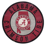 Fan Creations Alabama Crimson Tide 12 Inch Round State Design Wood Sign Fan Gear NCAA Alabama Crimson Tide