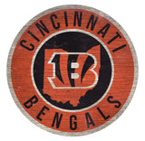 Fan Creations Cincinnati Bengals 12 Inch Round State Design Wood Sign Fan Gear NFL Cincinnati Bengals