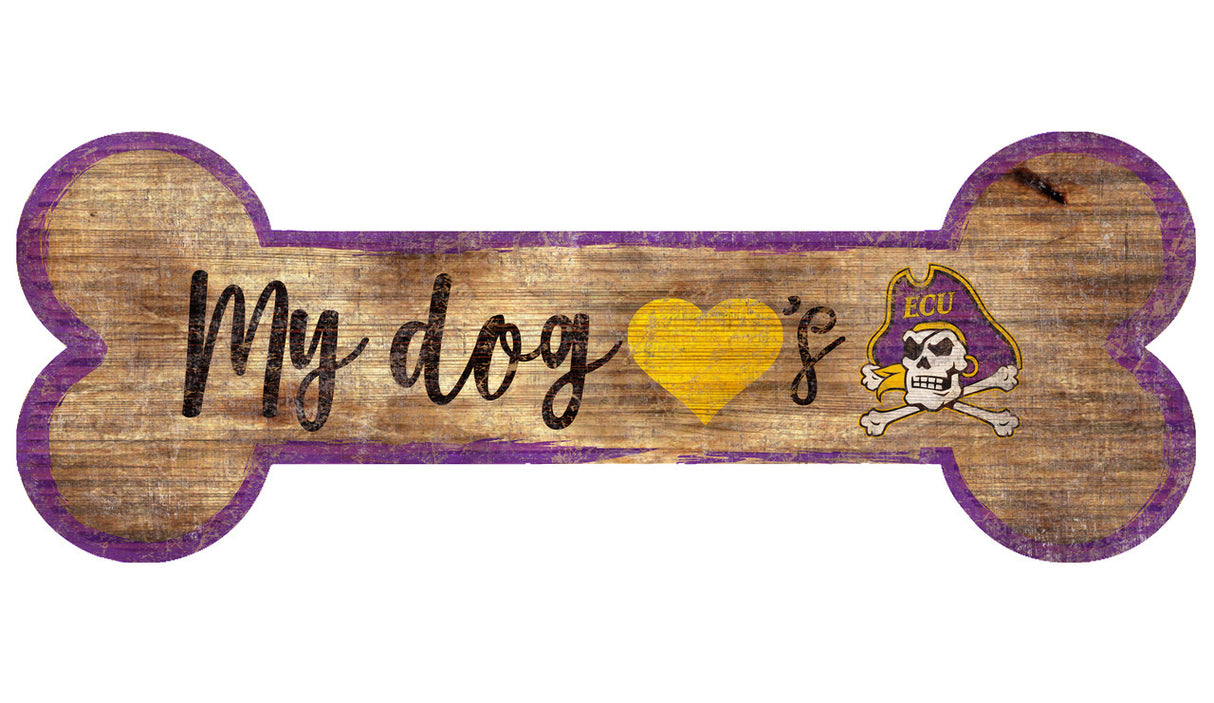 Fan Creations East Carolina Pirates Dog Bone Shape Wood Sign 6x12 Fan Gear NCAA East Carolina Pirates