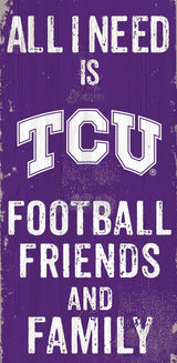 Fan Creations TCU Horned Frogs Football Friends and Family Wood Sign 6x12 Fan Gear NCAA TCU Horned Frogs