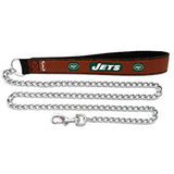 Gamewear New York Jets Leather Chain Football Pet Leash Size Large Fan Gear NFL New York Jets
