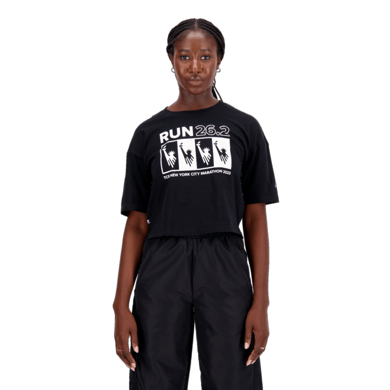 New Balance Women's NYC Marathon Essentials Americana Cotton Jersey Boxy T-Shirt