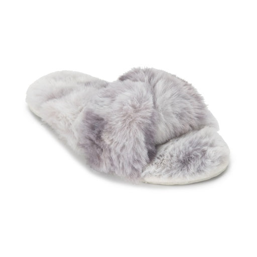 Lemon Women's Watercolor Faux Fur Slide Slippers Lemon