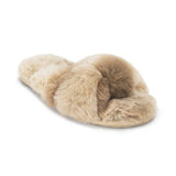 Lemon Women's Watercolor Faux Fur Slide Slippers Lemon