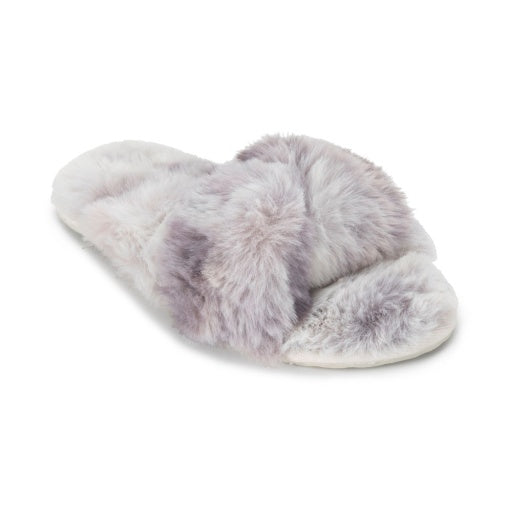 Lemon Women's Watercolor Faux Fur Slide Slippers Lemon