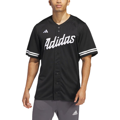 adidas Men's Branded Full Button Baseball Jersey