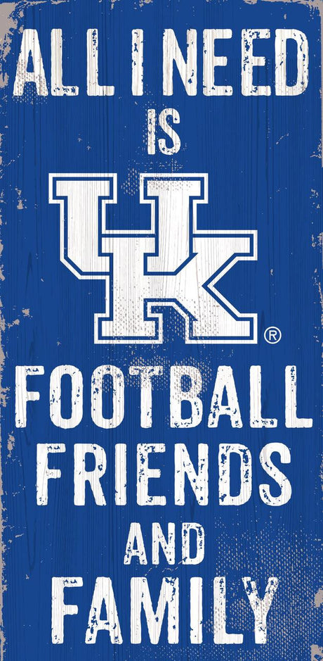 Fan Creations Kentucky Wildcats Football Friends and Family Wood Sign 6x12 Fan Gear NCAA Kentucky Wildcats