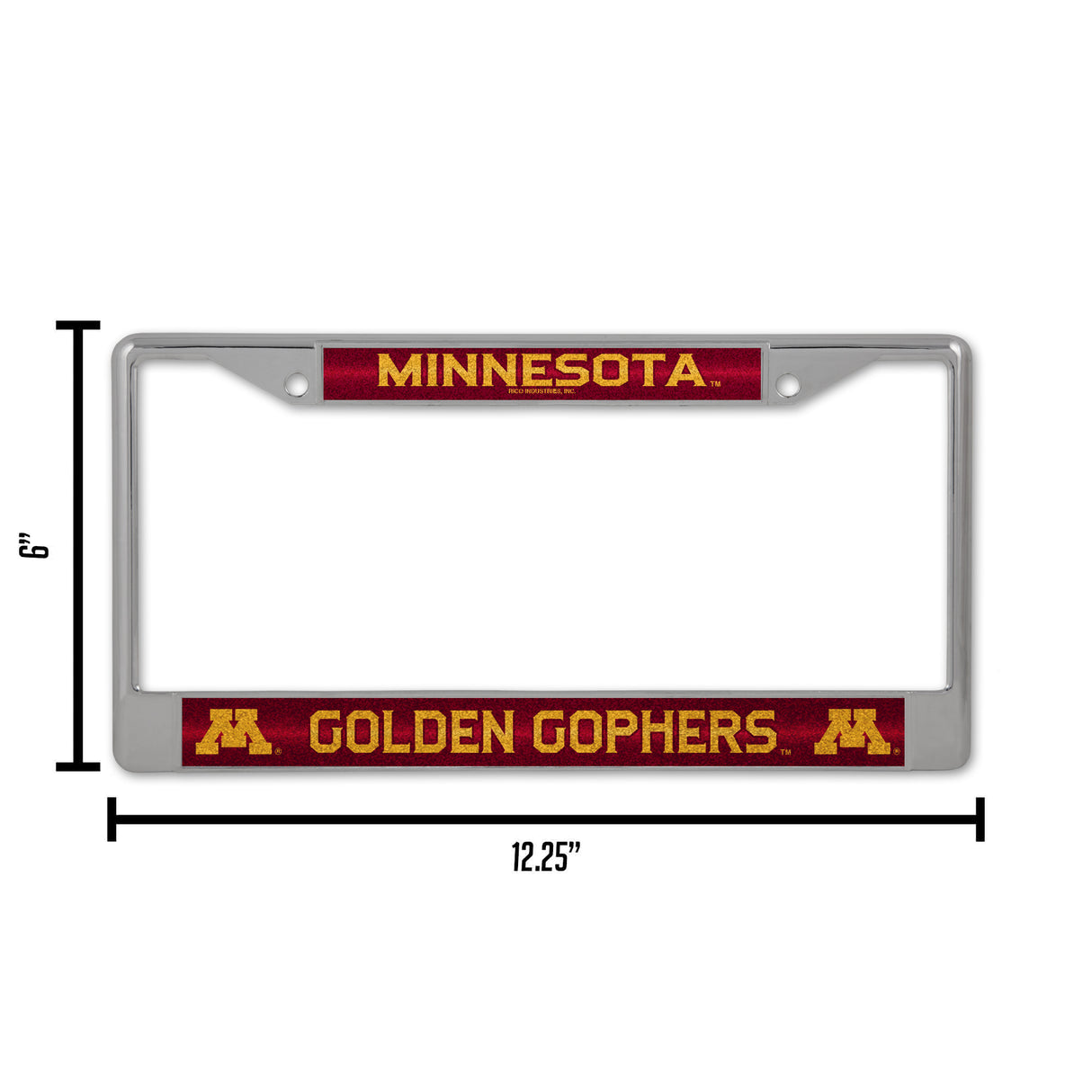 NCAA Minnesota Golden Gophers Chrome Glitter License Plate Frame Fan Gear NCAA Minnesota Golden Gophers