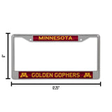 NCAA Minnesota Golden Gophers Chrome Glitter License Plate Frame Fan Gear NCAA Minnesota Golden Gophers