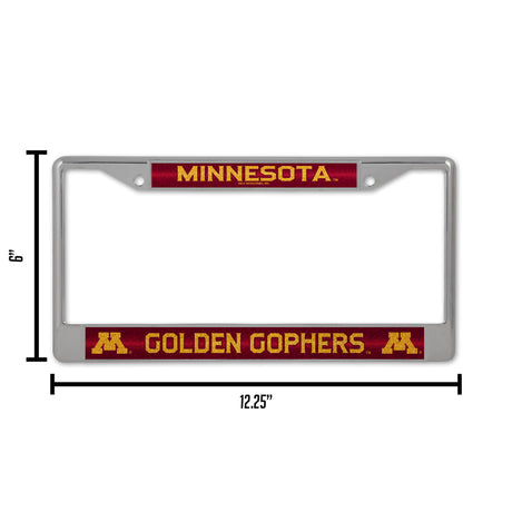 NCAA Minnesota Golden Gophers Chrome Glitter License Plate Frame Fan Gear NCAA Minnesota Golden Gophers