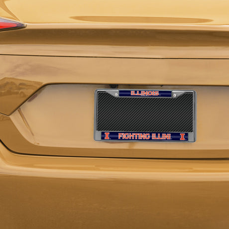 NCAA Illinois Fighting Illini Chrome Glitter License Plate Frame Fan Gear NCAA Illinois Fighting Illini