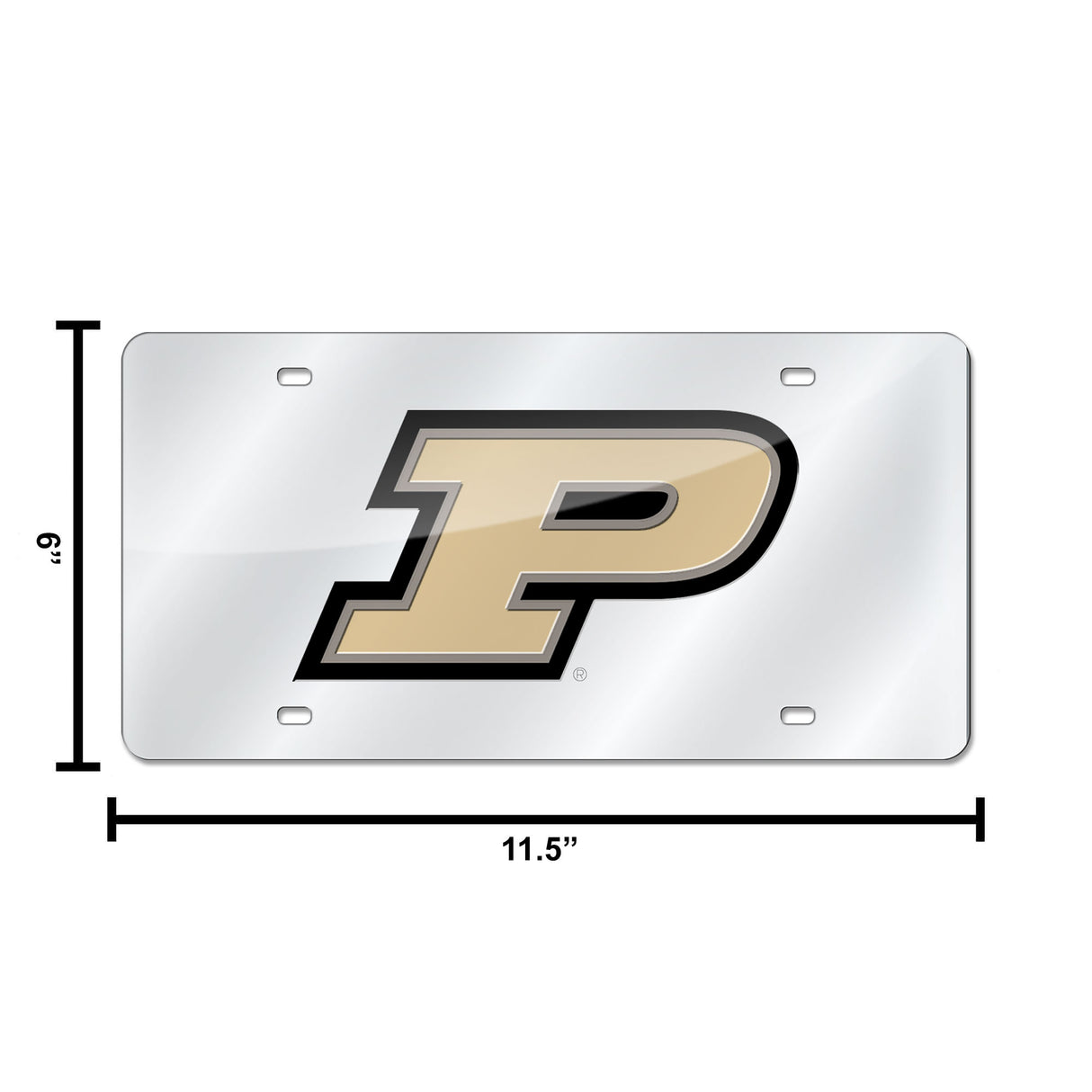 NCAA Purdue Boilermakers Silver Laser Cut Automobile Tag Fan Gear NCAA Purdue Boilermakers