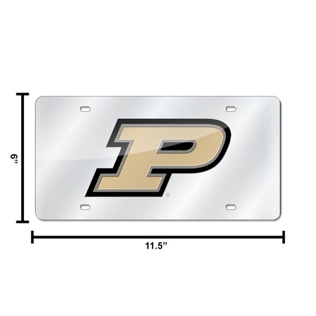 NCAA Purdue Boilermakers Silver Laser Cut Automobile Tag Fan Gear NCAA Purdue Boilermakers