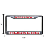 NCAA Nebraska Cornhuskers Laser Cut Black Chrome License Plate Frame Fan Gear NCAA Nebraska Cornhuskers