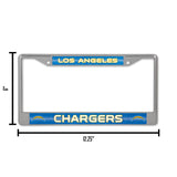 NFL Los Angeles Chargers Chrome Glitter License Plate Frame Fan Gear NFL Los Angeles Chargers