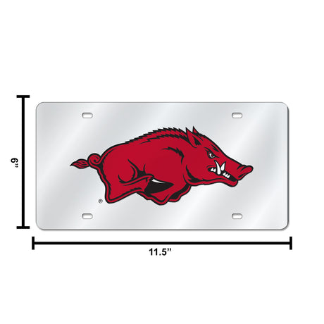 NCAA Arkansas Razorbacks Silver Laser Cut Automobile Tag Fan Gear NCAA Arkansas Razorbacks