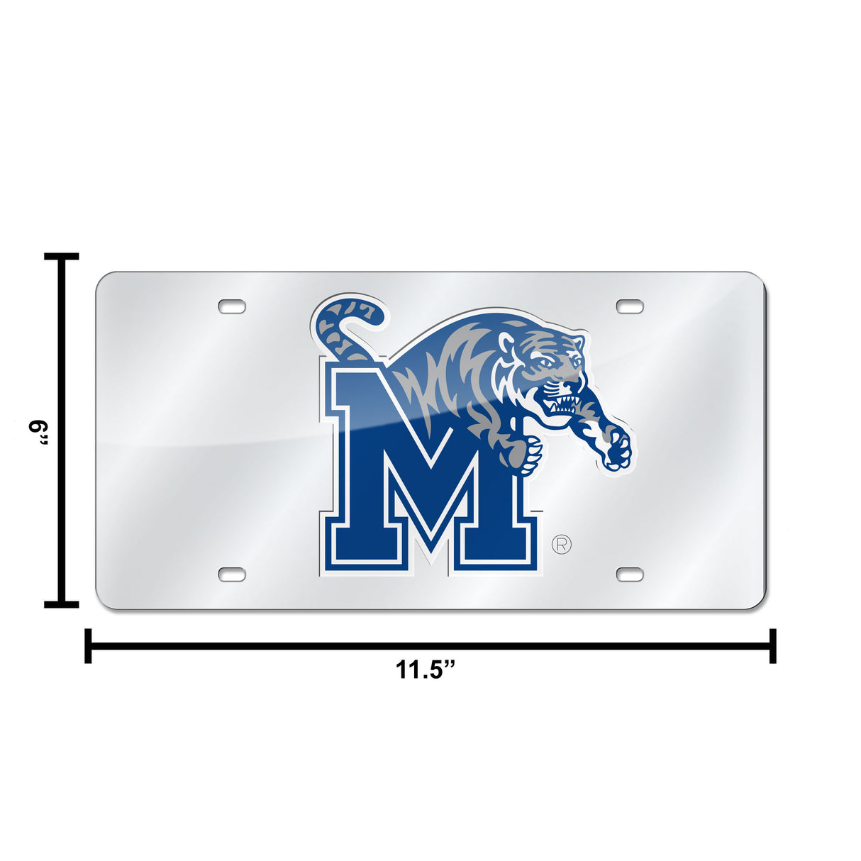 NCAA Memphis Tigers Silver Laser Cut Automobile Tag Fan Gear NCAA Memphis Tigers
