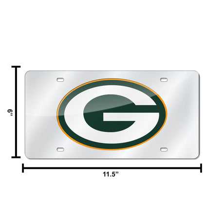 NFL Green Bay Packers Laser Cut Silver License Plate Tag Fan Gear NFL Green Bay Packers