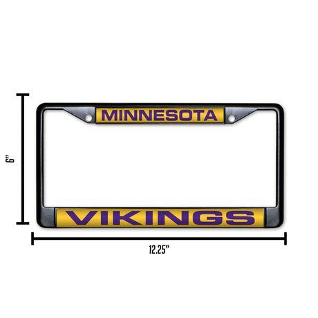 NFL Minnesota Vikings Laser Cut Black Chrome License Plate Frame Fan Gear NFL Minnesota Vikings