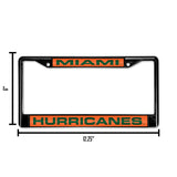 NCAA Miami Hurricanes - The U Laser Cut Black Chrome License Plate Frame Fan Gear NCAA Miami Hurricanes