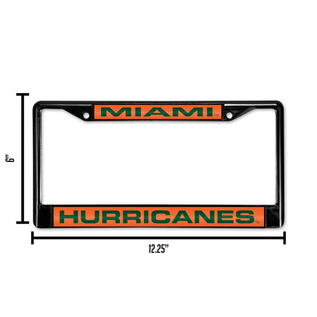 NCAA Miami Hurricanes - The U Laser Cut Black Chrome License Plate Frame Fan Gear NCAA Miami Hurricanes