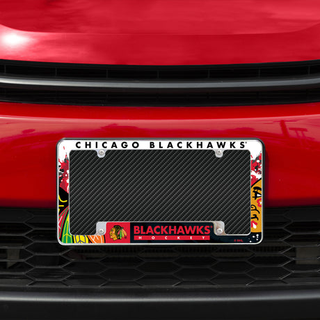 NHL Chicago Blackhawks All Over Chrome Frame Fan Gear NHL Chicago Blackhawks