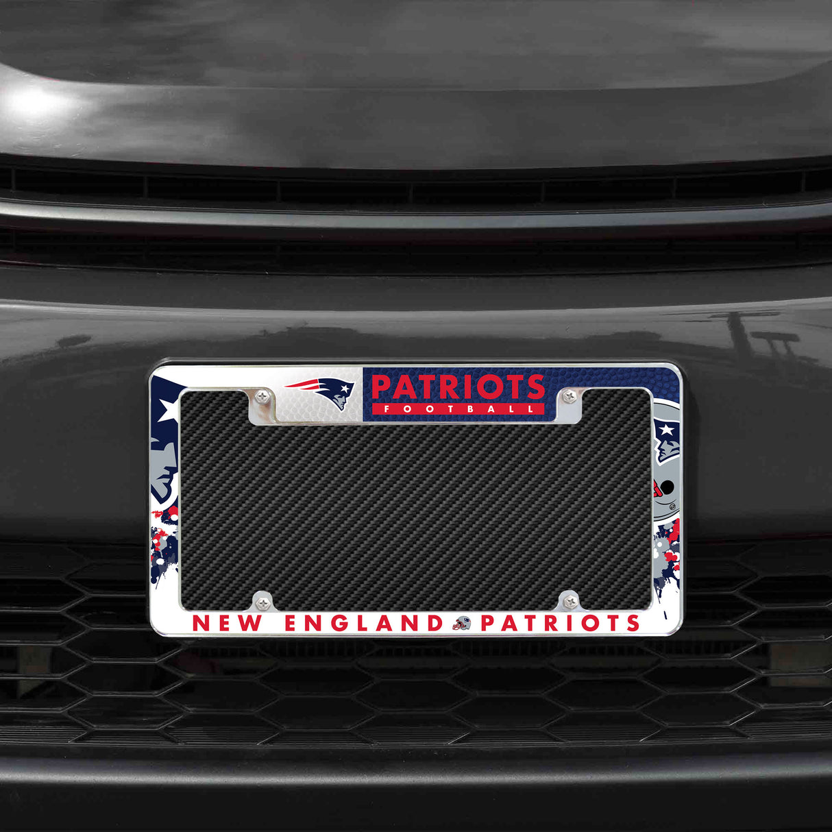 NFL New England Patriots All Over Chrome Frame Fan Gear NFL New England Patriots