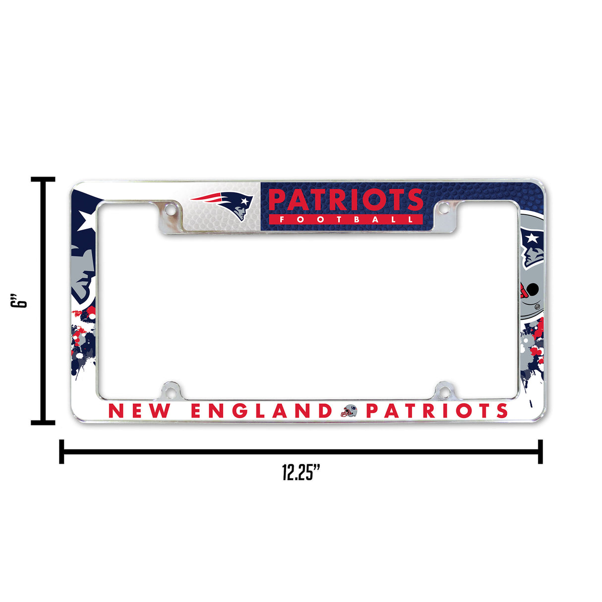 NFL New England Patriots All Over Chrome Frame Fan Gear NFL New England Patriots