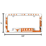 NCAA Texas Longhorns All Over Chrome Frame Fan Gear NCAA Texas Longhorns