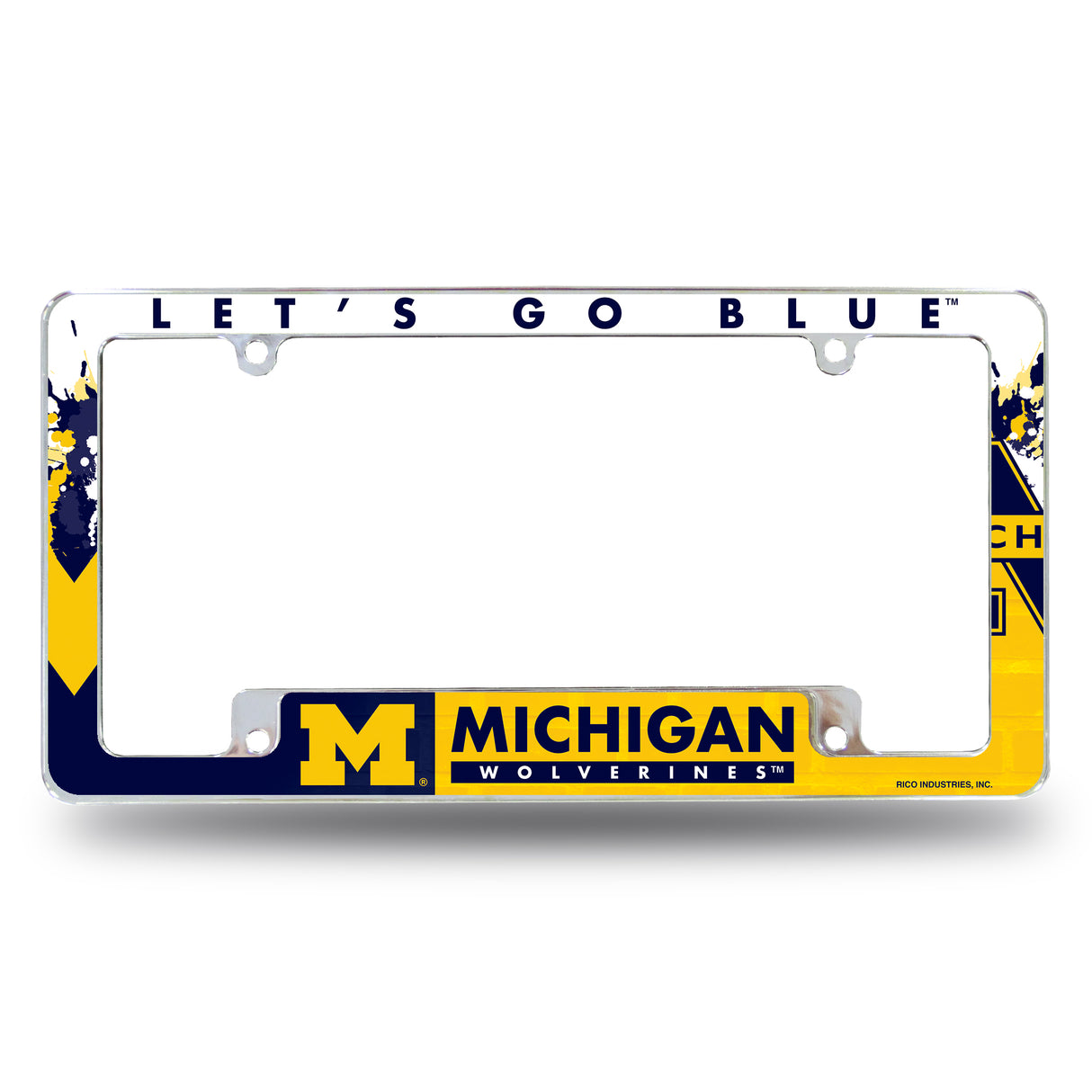 NCAA Michigan Wolverines All Over Chrome Frame Fan Gear NCAA Michigan Wolverines