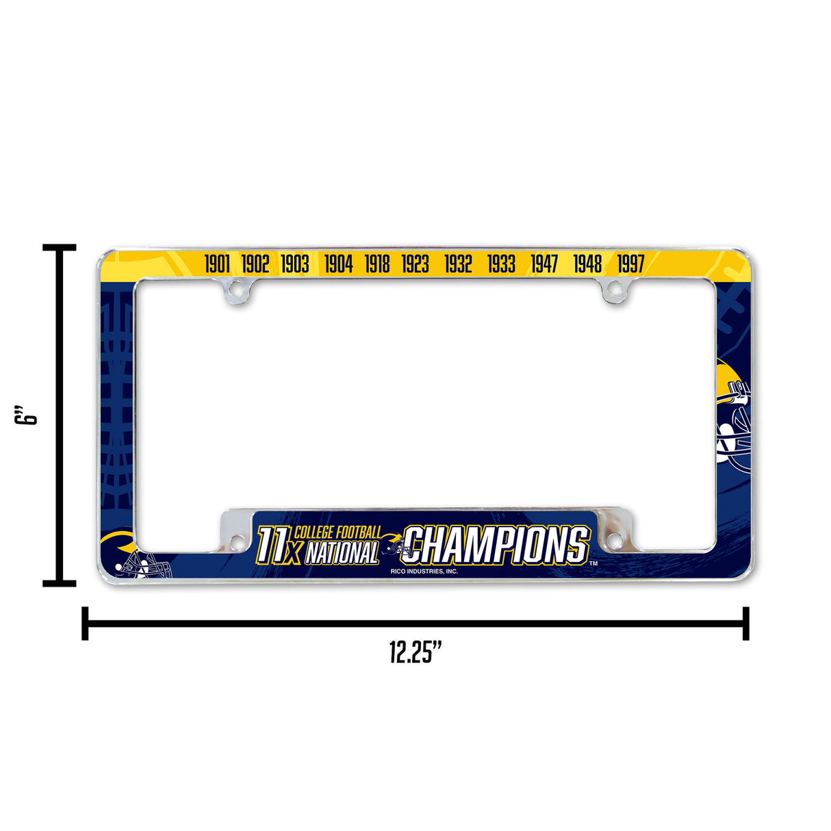 NCAA Michigan Wolverines All Over Chrome Frame Fan Gear NCAA Michigan Wolverines